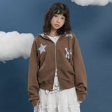 Star Dolphin チェックアップリケフードジップアップ