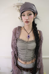 Shirring lace frill top (3color)