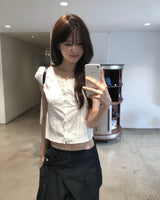 Belted wide skirt pants