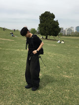 シエルブラックチンウォッシュ加工デニムパンツ