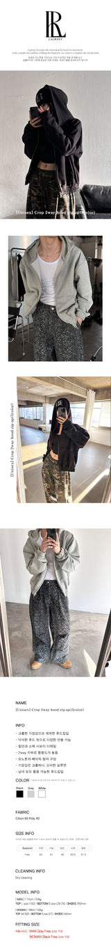 [Unisex] クロップ2wayフードジップアップ(3color)