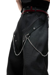Chain Detail Wide Leg Pants