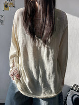 Drip Drape Distressed Mesh Loose Knit Sweater 4color