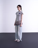 ハートロックドットクロップTシャツ (グレー)