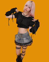 lace toto denim skirt (속바지/2color)