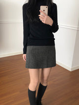 Ground checkered wool skirt (2 colors)