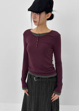 [MADE] Yusia Layered Snap Long Sleeve T-shirt