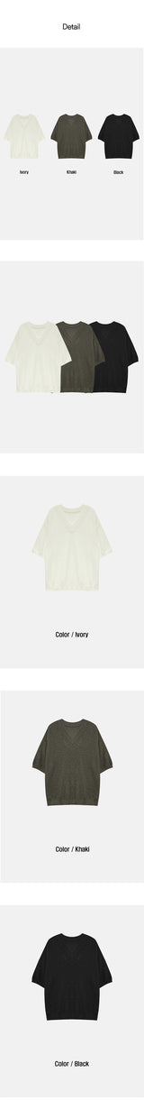 [S/S] サマーVネックハーフニット (3color)