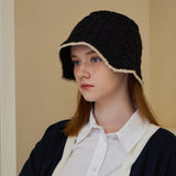 トリップルケーブルニットバッケットハット (Black)