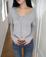 Eka Ribbed Crop Cardigan set