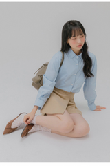 ベーシック メロウ エンブロイダリー シャツ (LIGHT BLUE)