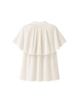 Leonie V-Neck Cape Tie Button Blouse Ivory