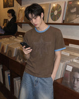 (UNISEX)カッティングスター ダブルスリーブTシャツ