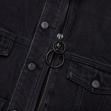 BLACK LOOSE FIT CROPPED DENIM JACKET code 20003