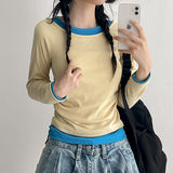 Side Shirring✨Slim Fit Color-Point Layered Long Sleeve T-Shirt (6 colors)