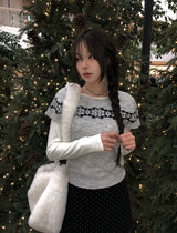 Ulba Snowflake Nordic Short Sleeve Knit