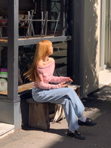 ロエルオフショルダーシャーリングTシャツ