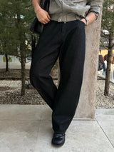 Adult balloon wide denim pants