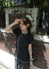 リーン ボウ ブラウス (black)
