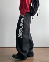 Hash Lettering Denim Pants
