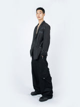 Circle Leather Patch Blazer (Black Stripe)