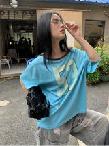 53 オフショルダー オーバーサイズフィット カラー 短袖 Tシャツ
