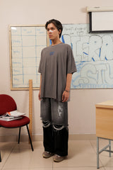 HIERARCHY STUDIOS Unruled - Dark Grey Mirror Wide Oversized T-Shirt