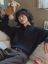 Rubin Cable Henley Neck Knit