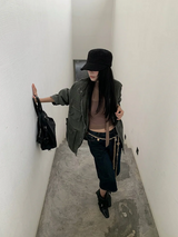レトロストレートカプリデニムパンツ