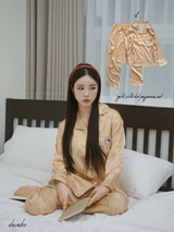 gold silk dot pajama set