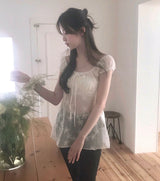 cottage bloom & veil lace top / bl