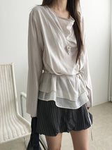 Deep drape scarf blouse