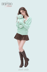 Mint Twist Hooded Knit Zip-Up