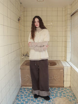 Check folding fleece pants / cocoa