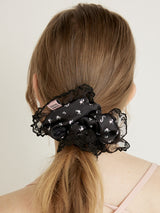 BIG LACE SCRUNCHIE - BLACK