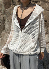 PUNCHING KNIT HOOD ZIP-UP