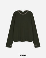 グリッドクロップワッフルリンガーTシャツ