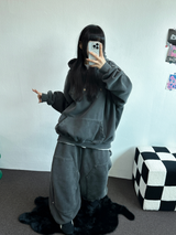 SHEEP FLEECE🐑PIGMENT STRAP RIVET BALLOON LONG PANTS💙🩶🤍3COLOR