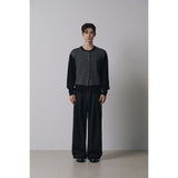 Layered wool knit cardigan(Black)