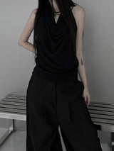 twist drape halter knit top (2color)