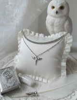 [NMIXX Jiwoo Necklace/Anti-tarnish] Angelic Wand Layered Necklace - Silver Color
