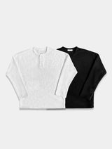 【即日発送】ツイードヘンリーネック長袖Tシャツ