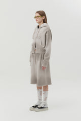 VINTAGE WASHING STUD POINT CROP HOODIE ZIP UP [OAT MEAL]