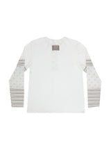 GARDEN STRIPE HENLEY NECK LONG SLEEVE