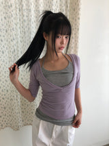 Pelon Deep V-Neck 7-Sleeve T-Shirt