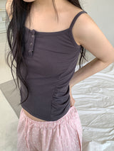 SIDE SHIRRING BUTTON SLEEVELESS (3C)