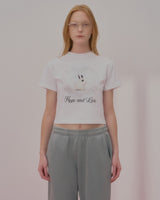 ハートラビットクロップTシャツ-WHITE