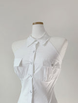 Eriso button halter top (white)