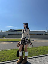 Bohemian uncut frill banding tartan check mini skirt (2 colors)