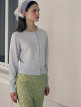 CASHMERE BLENDED BASIC CARDIGAN LIGHT BLUE